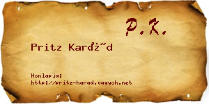 Pritz Karád névjegykártya